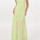 Chic Light Green Strapless Gown Floral Textured Bodice Sheer Chiffon Maxi Skirt 2026 Coquette Beach Vacation Evening Dress New