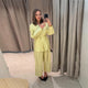 Solid Lace up Coat Long Pants Lady Set V-Neck Long Sleeve Jacket High Waist Straight Trousers Casual Women's New Sets Streetwear