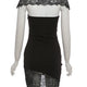 Sisterlinda Fashion Sexy Lace Shawl+Dress Women Trend Elegant Short Sleeve Jacquard Patchwork Stretch Evening party Club Bodycon