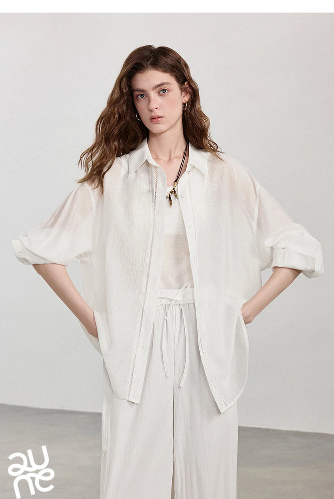 TOYOUTH Women Shirt 2026 Spring New Lyocell Acetate Vacation Commuter Shirt