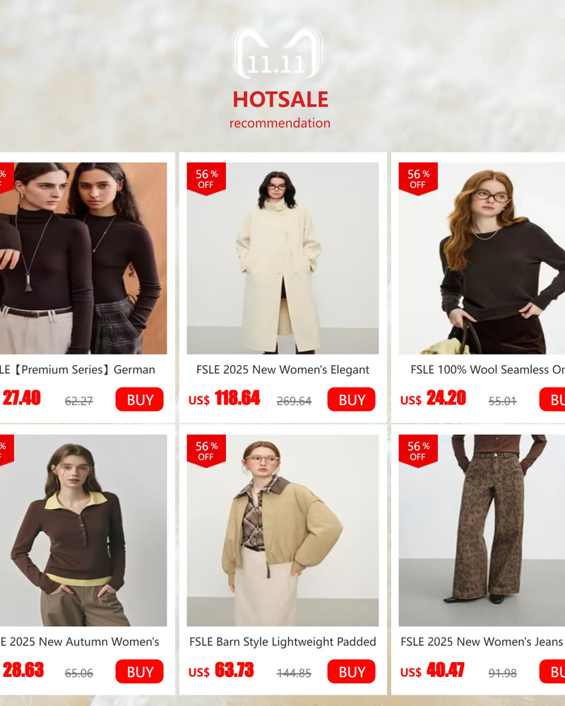 FSLE Women Tailored Coat with Double-Faced Tweed Oversized Flattering Silhouette Premium Wool Outerwear 2025 Winter New Arrival