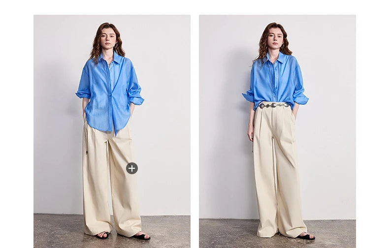 TOYOUTH Women Shirt 2026 Spring New Lyocell Acetate Vacation Commuter Shirt