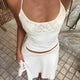 White Lace Patchwork 2 Piece Dress Sets Sexy Halter Short Tanks+A-line Skirts Women Sets Summer New Women Holiday Beach Outfits