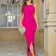 Women's Formal Evening Dress Bodycon Ruffle Hem Mermaid Split Cocktail Long Elegant Sleeveless Party Dresses