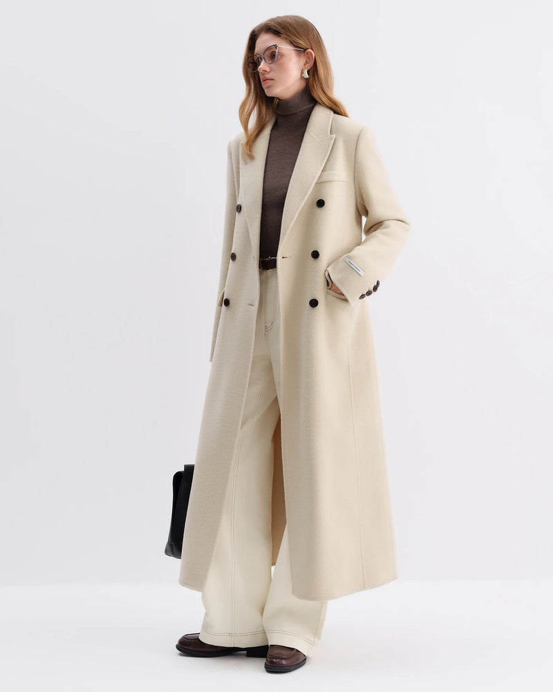 FSLE Women Tailored Coat with Double-Faced Tweed Oversized Flattering Silhouette Premium Wool Outerwear 2025 Winter New Arrival