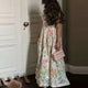 Women's Retro Floral Print Corset Maxi Dress Sexy Sleeveless Halter Neck Flowy Long Dress Lady Summer Vacation Dating Streetwear