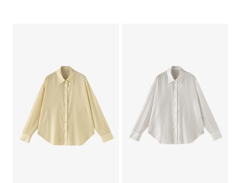 TOYOUTH Women Shirt 2026 Spring New Lyocell Acetate Vacation Commuter Shirt