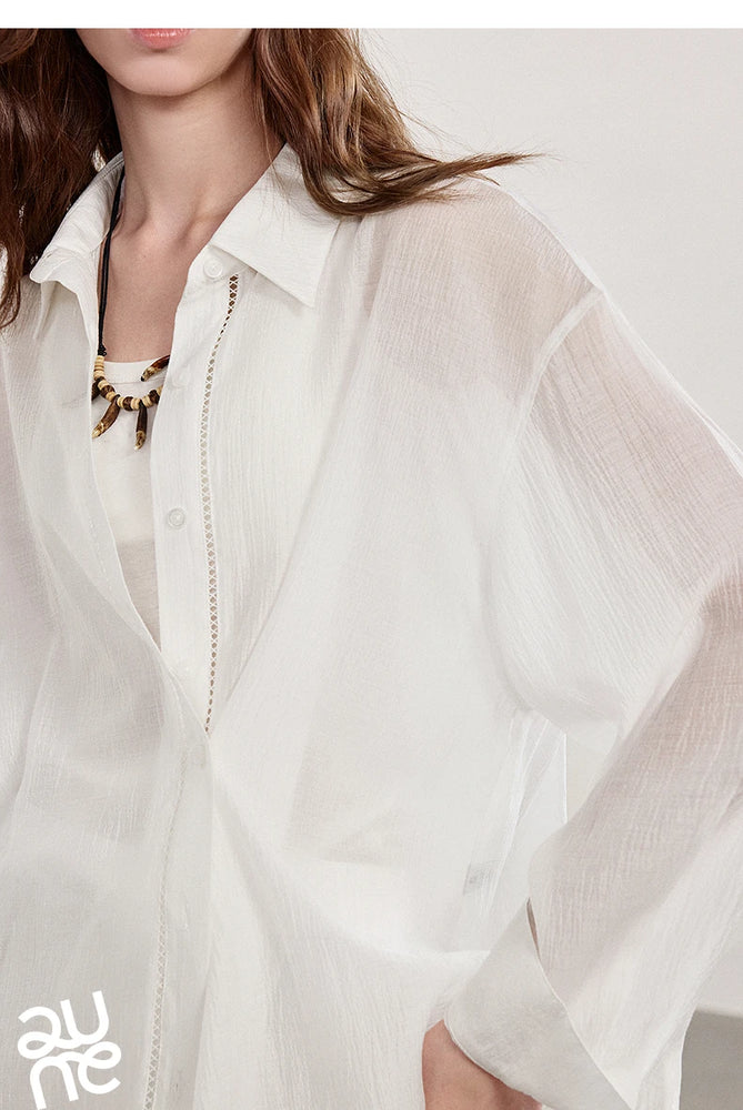 TOYOUTH Women Shirt 2026 Spring New Lyocell Acetate Vacation Commuter Shirt