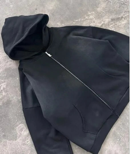 2025 new blue sweatshirt for women fall and winter gothic American retro casual bulk streetwear Y2K design Slim cardigan jacket