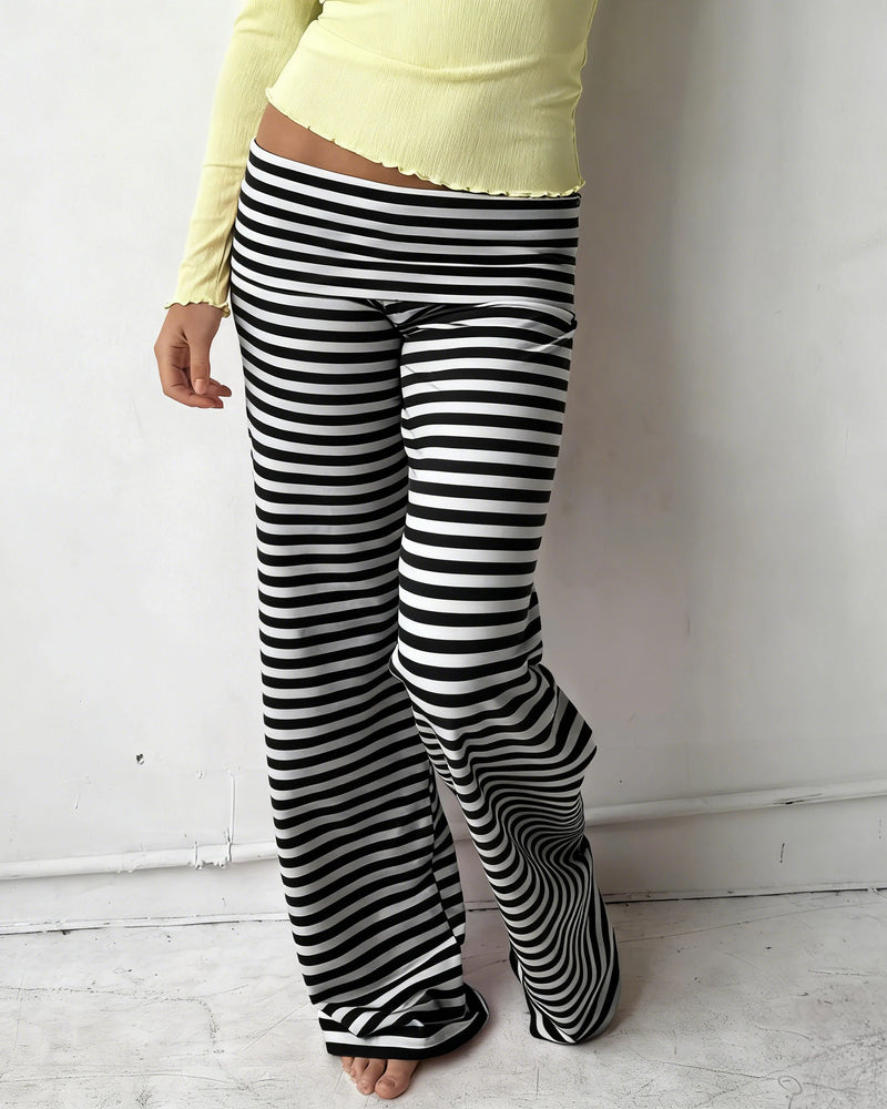 Women Wide Leg Pants Solid Color Fold Over Waist Casual Trousers Spring Fall Loose Sweatpants Bottoms Y2K Streetwear