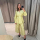 Solid Lace up Coat Long Pants Lady Set V-Neck Long Sleeve Jacket High Waist Straight Trousers Casual Women's New Sets Streetwear