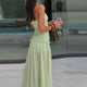 Chic Light Green Strapless Gown Floral Textured Bodice Sheer Chiffon Maxi Skirt 2026 Coquette Beach Vacation Evening Dress New