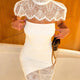 Sisterlinda Fashion Sexy Lace Shawl+Dress Women Trend Elegant Short Sleeve Jacquard Patchwork Stretch Evening party Club Bodycon