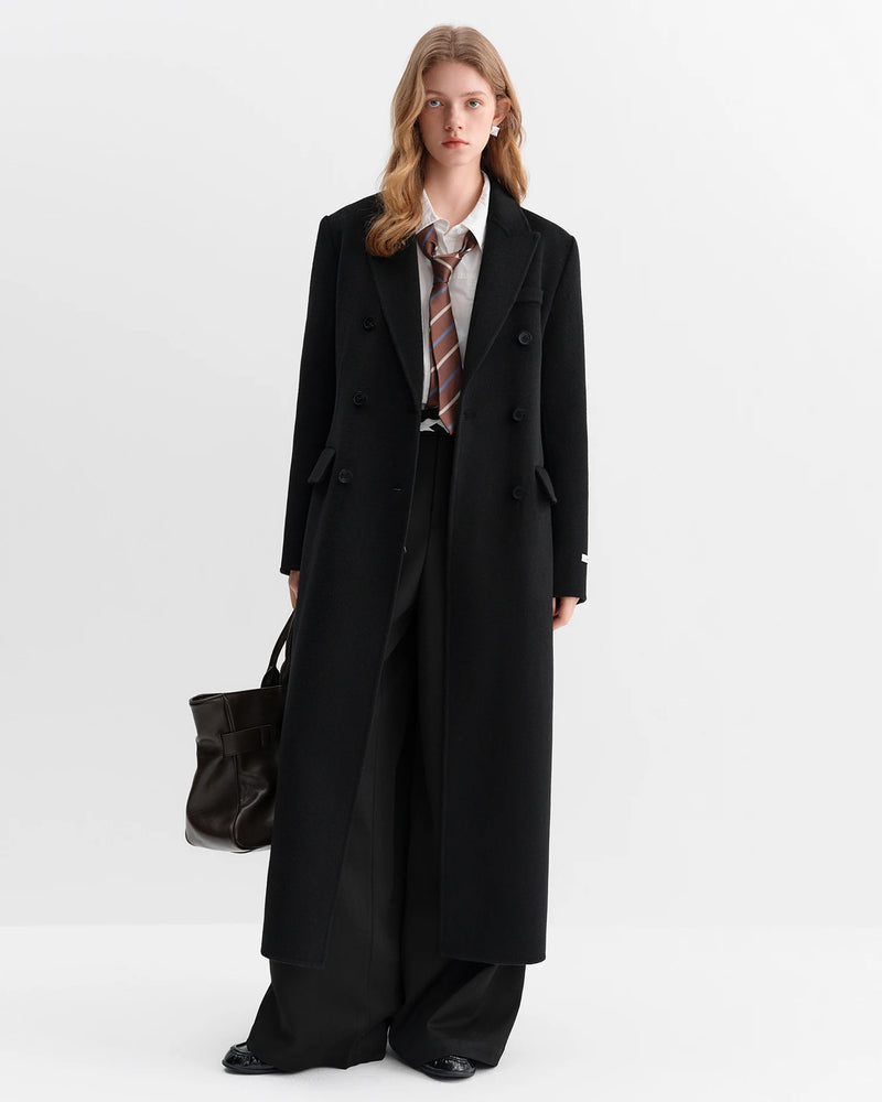 FSLE Women Tailored Coat with Double-Faced Tweed Oversized Flattering Silhouette Premium Wool Outerwear 2025 Winter New Arrival