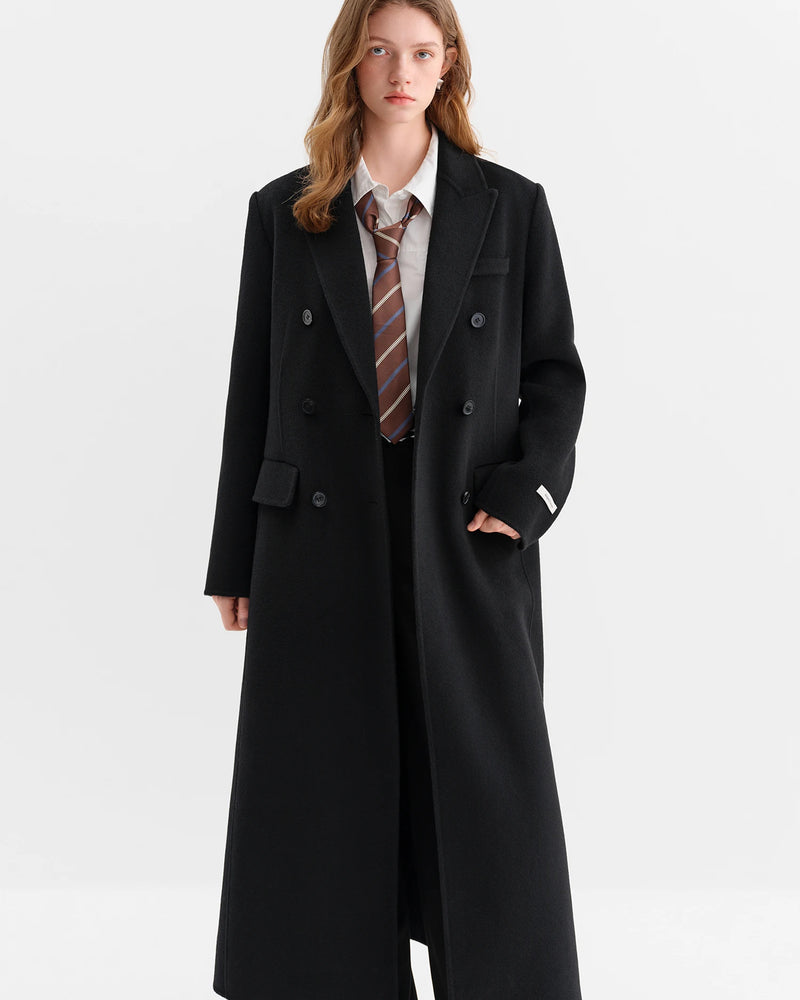 FSLE Women Tailored Coat with Double-Faced Tweed Oversized Flattering Silhouette Premium Wool Outerwear 2025 Winter New Arrival