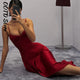 Slit Waist Cinching Evening Dress V Neck Sleeveless Slim Irregular Long Women's Summer Dresses New Elegant Party Robe 2026