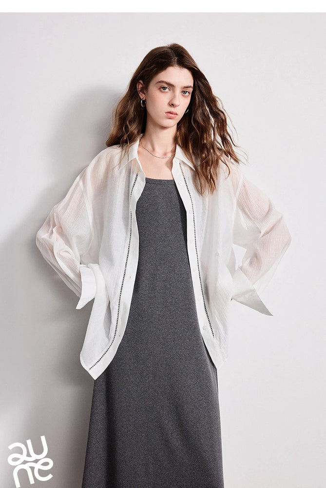 TOYOUTH Women Shirt 2026 Spring New Lyocell Acetate Vacation Commuter Shirt
