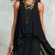 2026 new black sleeveless irregular chiffon long dress with elegant temperament for women