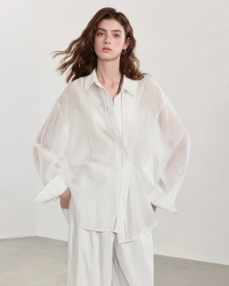 TOYOUTH Women Shirt 2026 Spring New Lyocell Acetate Vacation Commuter Shirt