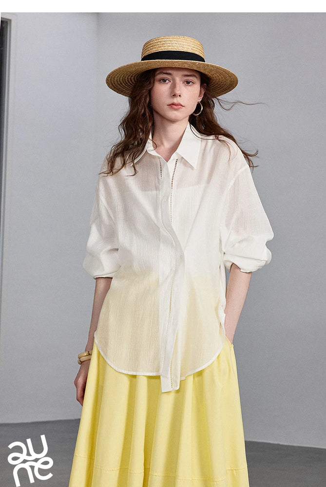 TOYOUTH Women Shirt 2026 Spring New Lyocell Acetate Vacation Commuter Shirt
