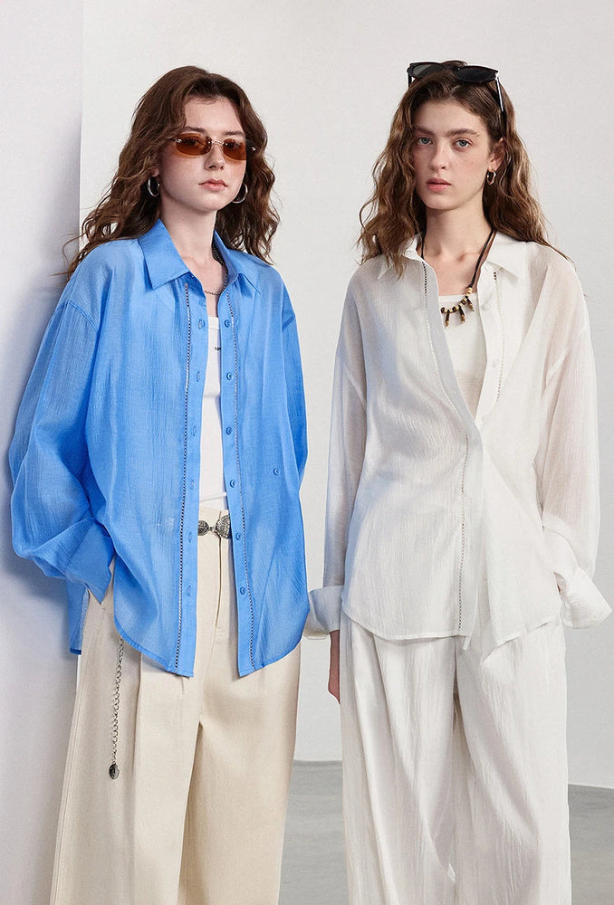 TOYOUTH Women Shirt 2026 Spring New Lyocell Acetate Vacation Commuter Shirt