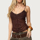 Women Y2K Sequin Beaded Mesh Cami Top Spaghetti Strap V Neck Fitted Sheer Camisole Summer Vacation Going Out Streetwear