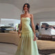 Chic Light Green Strapless Gown Floral Textured Bodice Sheer Chiffon Maxi Skirt 2026 Coquette Beach Vacation Evening Dress New