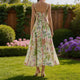 Women's Retro Floral Print Corset Maxi Dress Sexy Sleeveless Halter Neck Flowy Long Dress Lady Summer Vacation Dating Streetwear