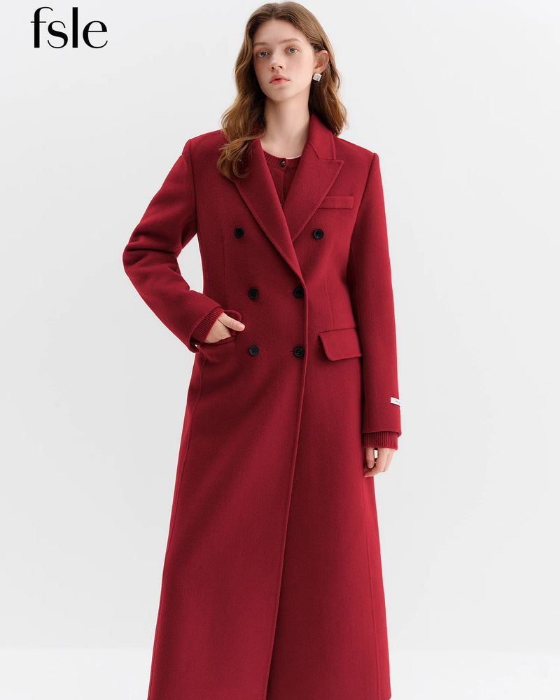 FSLE Women Tailored Coat with Double-Faced Tweed Oversized Flattering Silhouette Premium Wool Outerwear 2025 Winter New Arrival