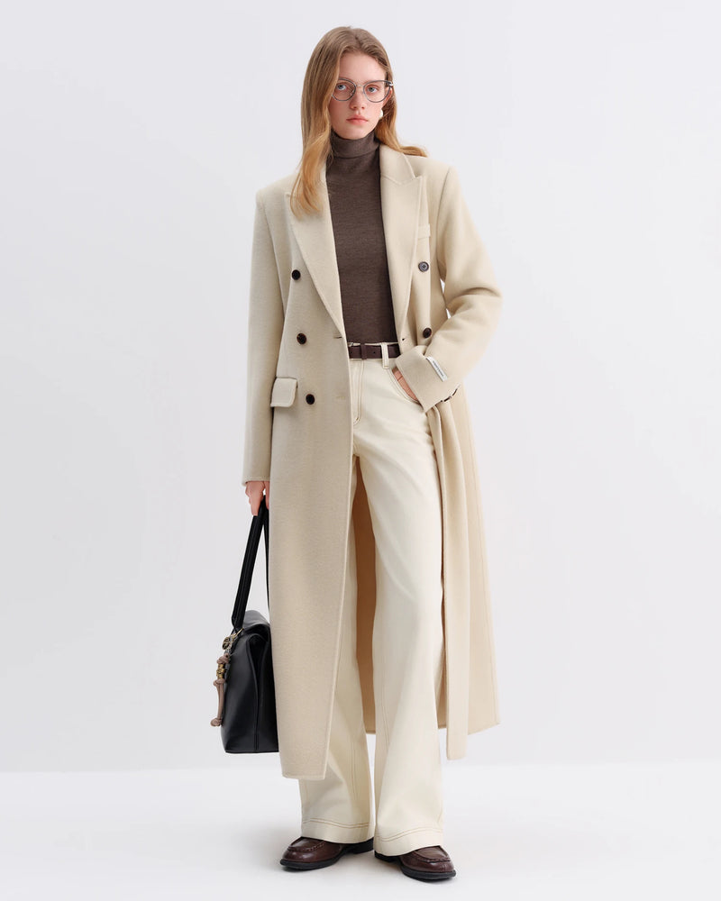 FSLE Women Tailored Coat with Double-Faced Tweed Oversized Flattering Silhouette Premium Wool Outerwear 2025 Winter New Arrival