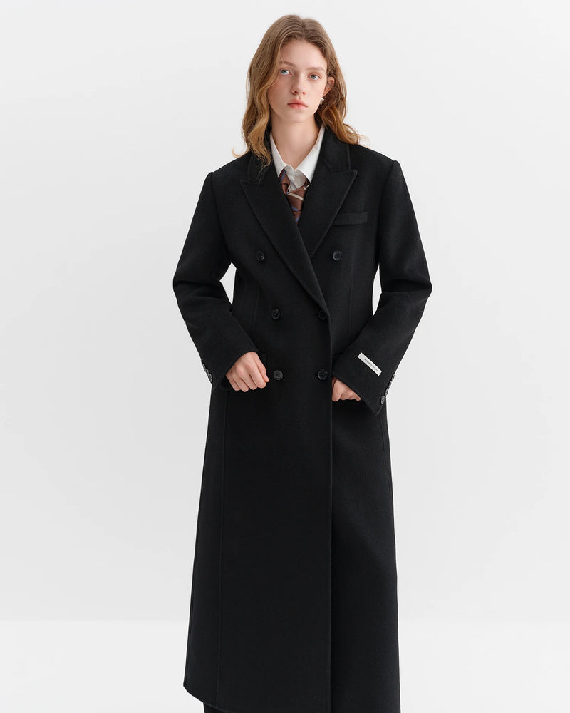 FSLE Women Tailored Coat with Double-Faced Tweed Oversized Flattering Silhouette Premium Wool Outerwear 2025 Winter New Arrival