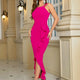 Women's Formal Evening Dress Bodycon Ruffle Hem Mermaid Split Cocktail Long Elegant Sleeveless Party Dresses