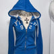 2025 new blue sweatshirt for women fall and winter gothic American retro casual bulk streetwear Y2K design Slim cardigan jacket