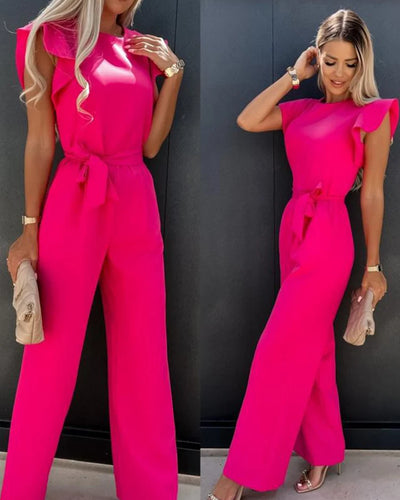 2024 Summer Short Sleeve Wide Leg Jumpsuit For Women Elegant Romper Vintage Streetwear Jumpsuits Overalls Women Jump Suit Woman