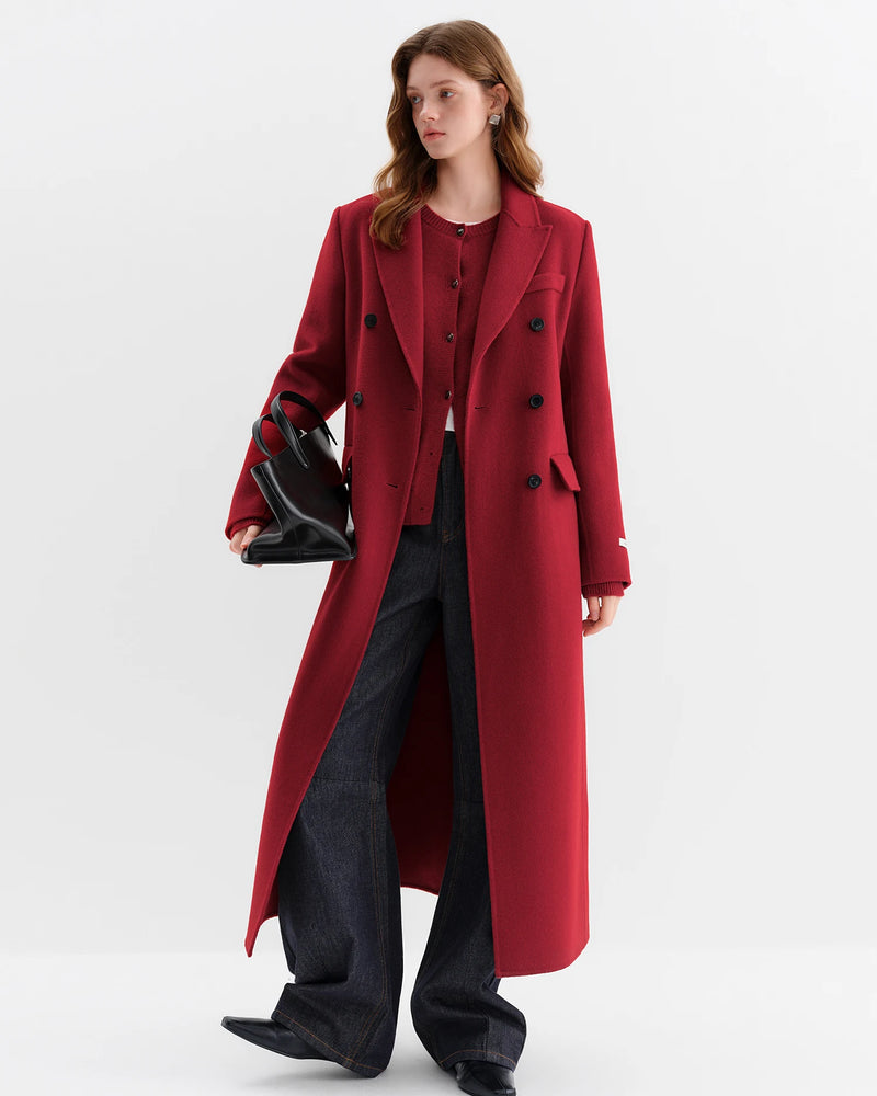 FSLE Women Tailored Coat with Double-Faced Tweed Oversized Flattering Silhouette Premium Wool Outerwear 2025 Winter New Arrival