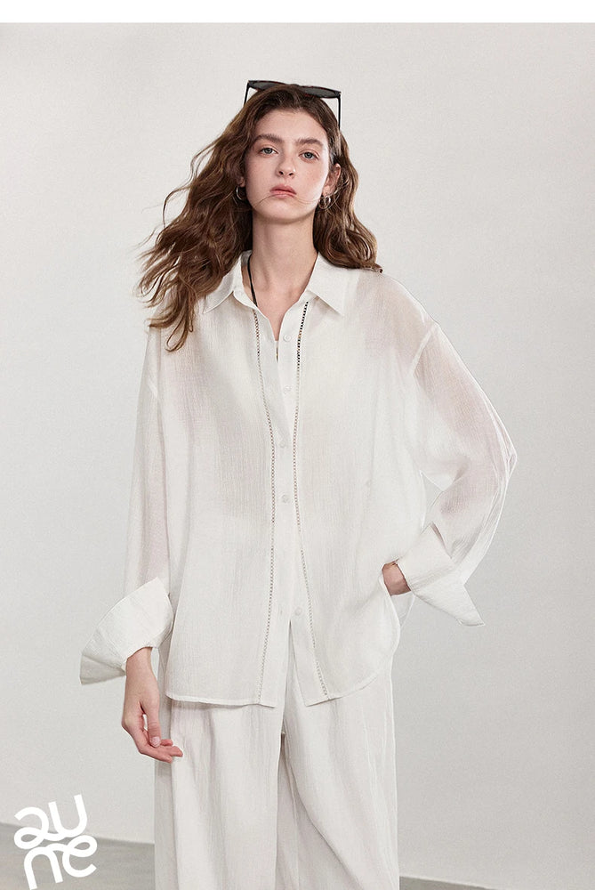 TOYOUTH Women Shirt 2026 Spring New Lyocell Acetate Vacation Commuter Shirt