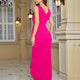 Women's Formal Evening Dress Bodycon Ruffle Hem Mermaid Split Cocktail Long Elegant Sleeveless Party Dresses