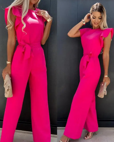 2024 Summer Short Sleeve Wide Leg Jumpsuit For Women Elegant Romper Vintage Streetwear Jumpsuits Overalls Women Jump Suit Woman