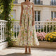 Women's Retro Floral Print Corset Maxi Dress Sexy Sleeveless Halter Neck Flowy Long Dress Lady Summer Vacation Dating Streetwear