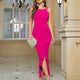 Women's Formal Evening Dress Bodycon Ruffle Hem Mermaid Split Cocktail Long Elegant Sleeveless Party Dresses
