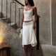 White Lace Patchwork 2 Piece Dress Sets Sexy Halter Short Tanks+A-line Skirts Women Sets Summer New Women Holiday Beach Outfits