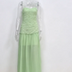 Chic Light Green Strapless Gown Floral Textured Bodice Sheer Chiffon Maxi Skirt 2026 Coquette Beach Vacation Evening Dress New