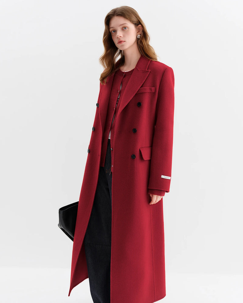 FSLE Women Tailored Coat with Double-Faced Tweed Oversized Flattering Silhouette Premium Wool Outerwear 2025 Winter New Arrival