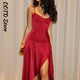 Slit Waist Cinching Evening Dress V Neck Sleeveless Slim Irregular Long Women's Summer Dresses New Elegant Party Robe 2026