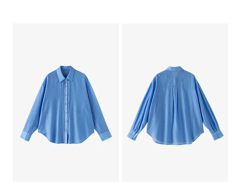 TOYOUTH Women Shirt 2026 Spring New Lyocell Acetate Vacation Commuter Shirt