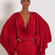 Women Elegant Sexy V-neck Dresses Retro Solid Spliced Flare Sleeve Prom Dress Chic Midnight Club Party Mini Robe New Trendy Gown