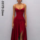 Slit Waist Cinching Evening Dress V Neck Sleeveless Slim Irregular Long Women's Summer Dresses New Elegant Party Robe 2026
