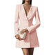 Autumn Double Breasted Solid Color V-Neck Office Suit French Long Sleeved Elegant Slim Fit Blazer Dress for Woman