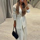 Solid Lace up Coat Long Pants Lady Set V-Neck Long Sleeve Jacket High Waist Straight Trousers Casual Women's New Sets Streetwear