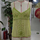 Women Y2K Sequin Beaded Mesh Cami Top Spaghetti Strap V Neck Fitted Sheer Camisole Summer Vacation Going Out Streetwear